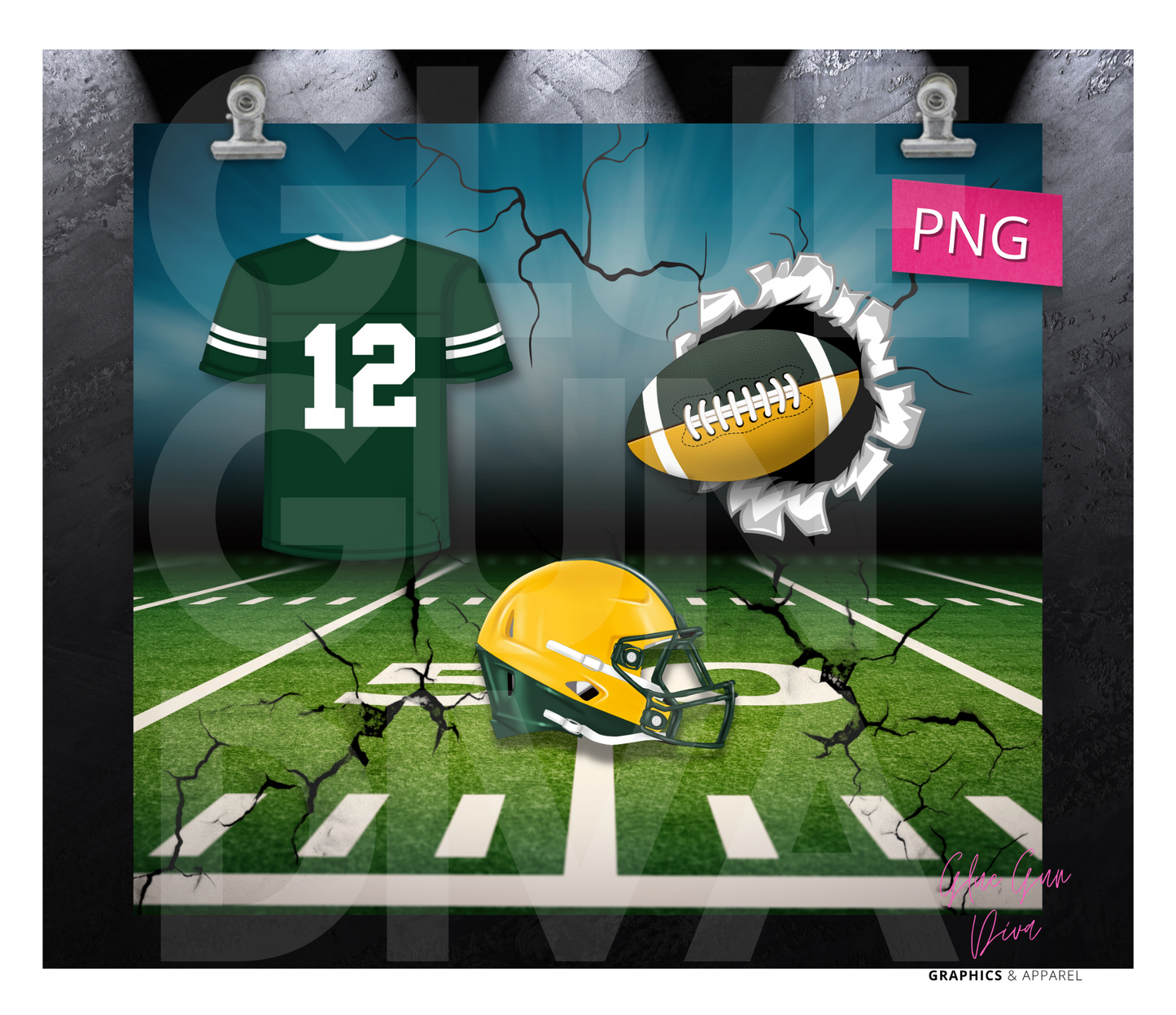 Football Fan Jersey Green Bay Packers - Digital tumbler wrap for 20 oz skinny straight tumbler