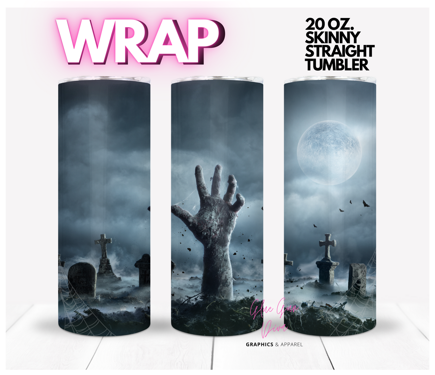 Not so dead - Digital tumbler wrap for 20 oz skinny straight tumbler