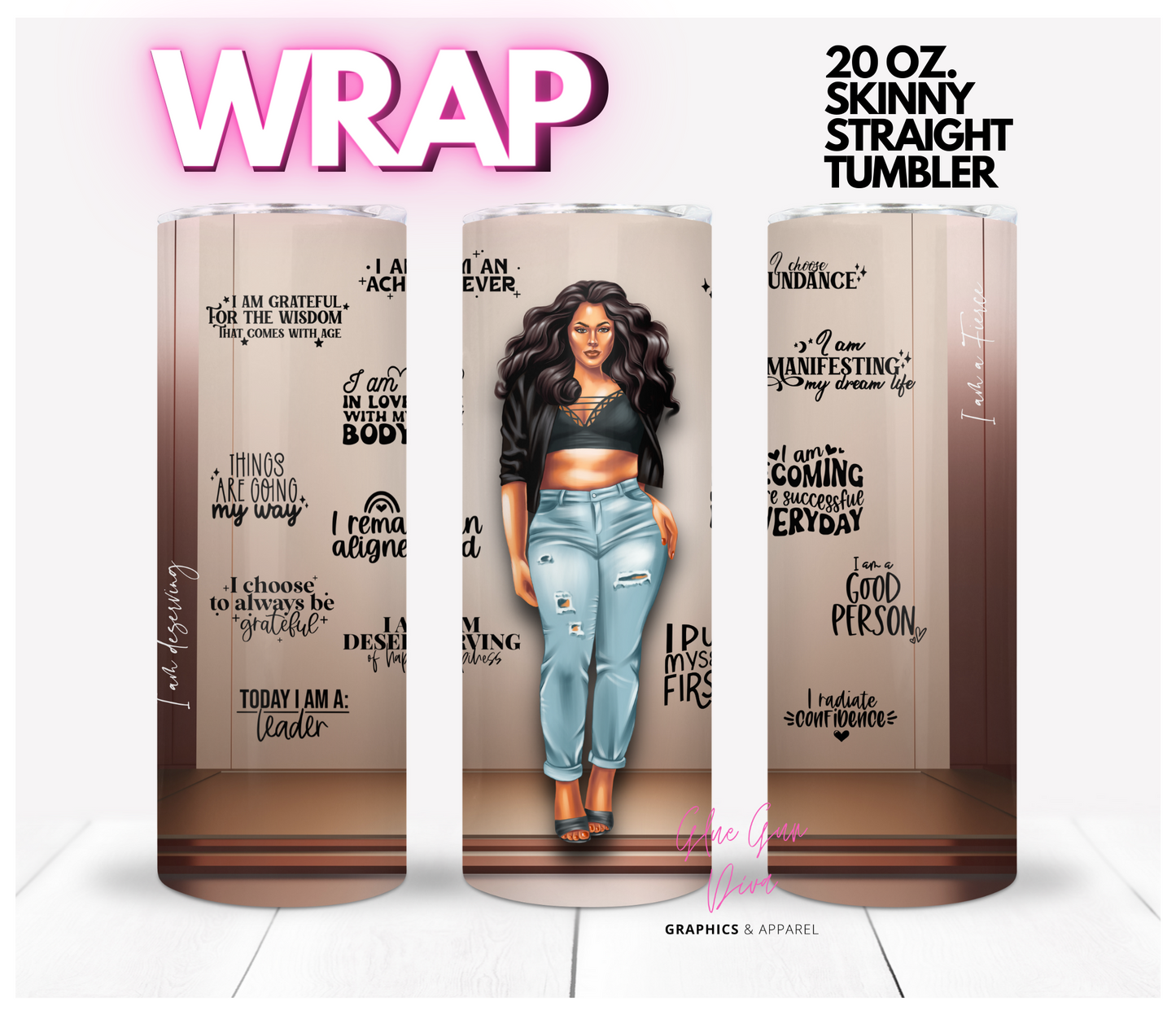Positive Talk- Digital tumbler wrap for 20 oz skinny straight tumbler