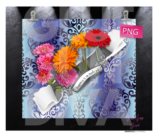 Happiness is an inside job - Digital tumbler wrap for 20 oz skinny straight tumbler