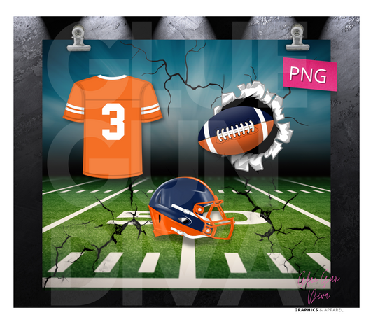 Football Fan Jersey Denver Broncos - Digital tumbler wrap for 20 oz skinny straight tumbler