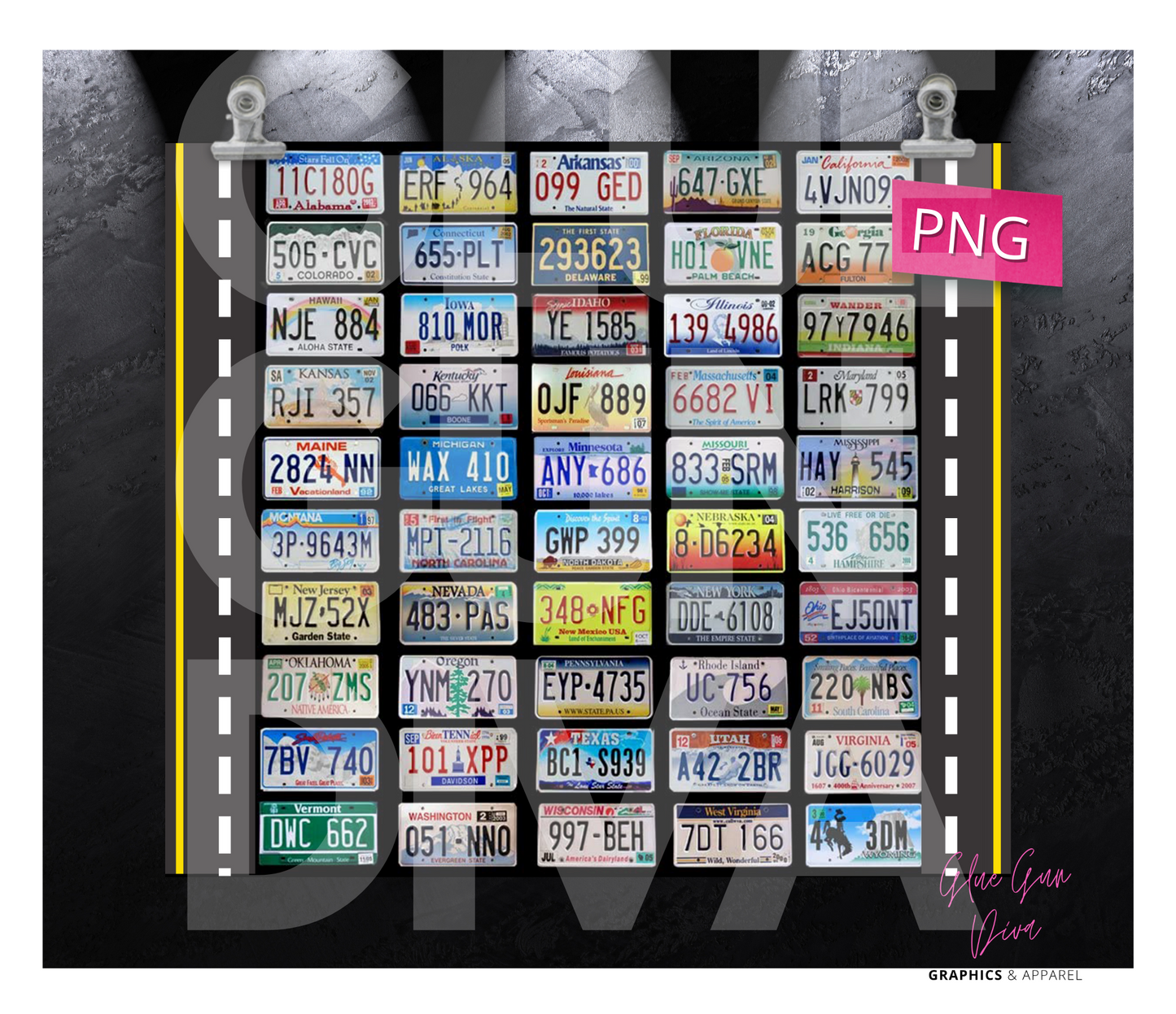 license plates - Digital tumbler wrap for 20 oz skinny straight tumbler
