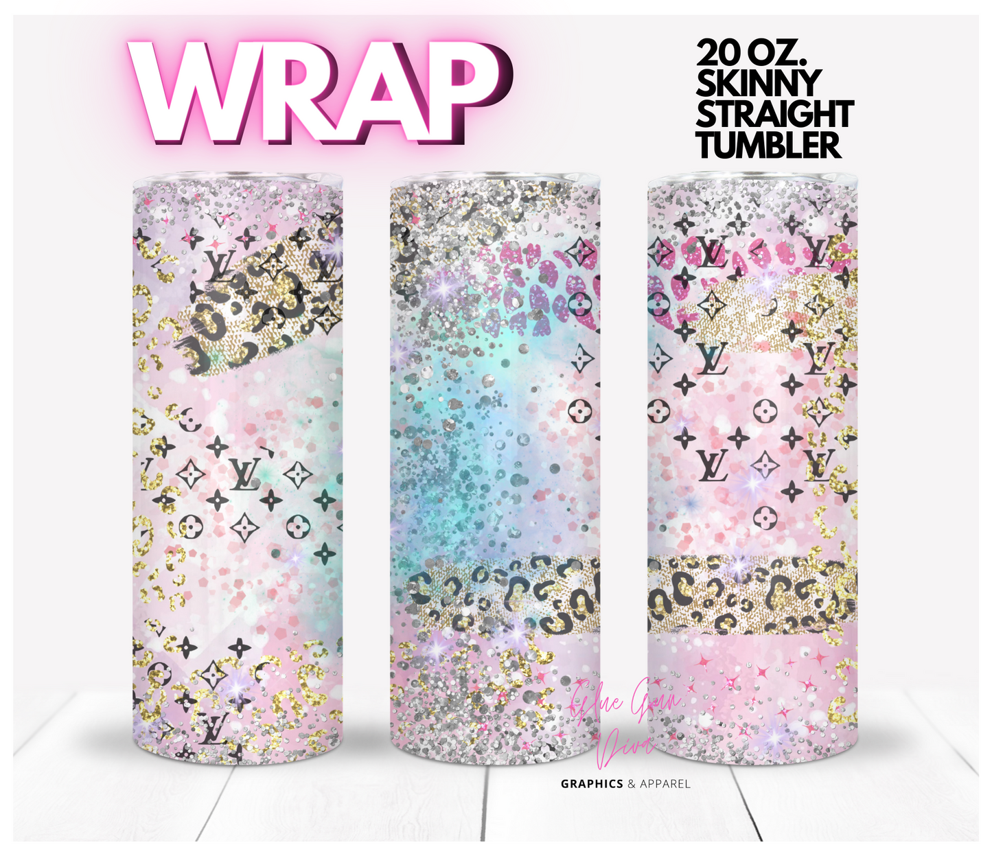 Fantasy Glitter - Digital tumbler wrap for 20 oz skinny straight tumbler