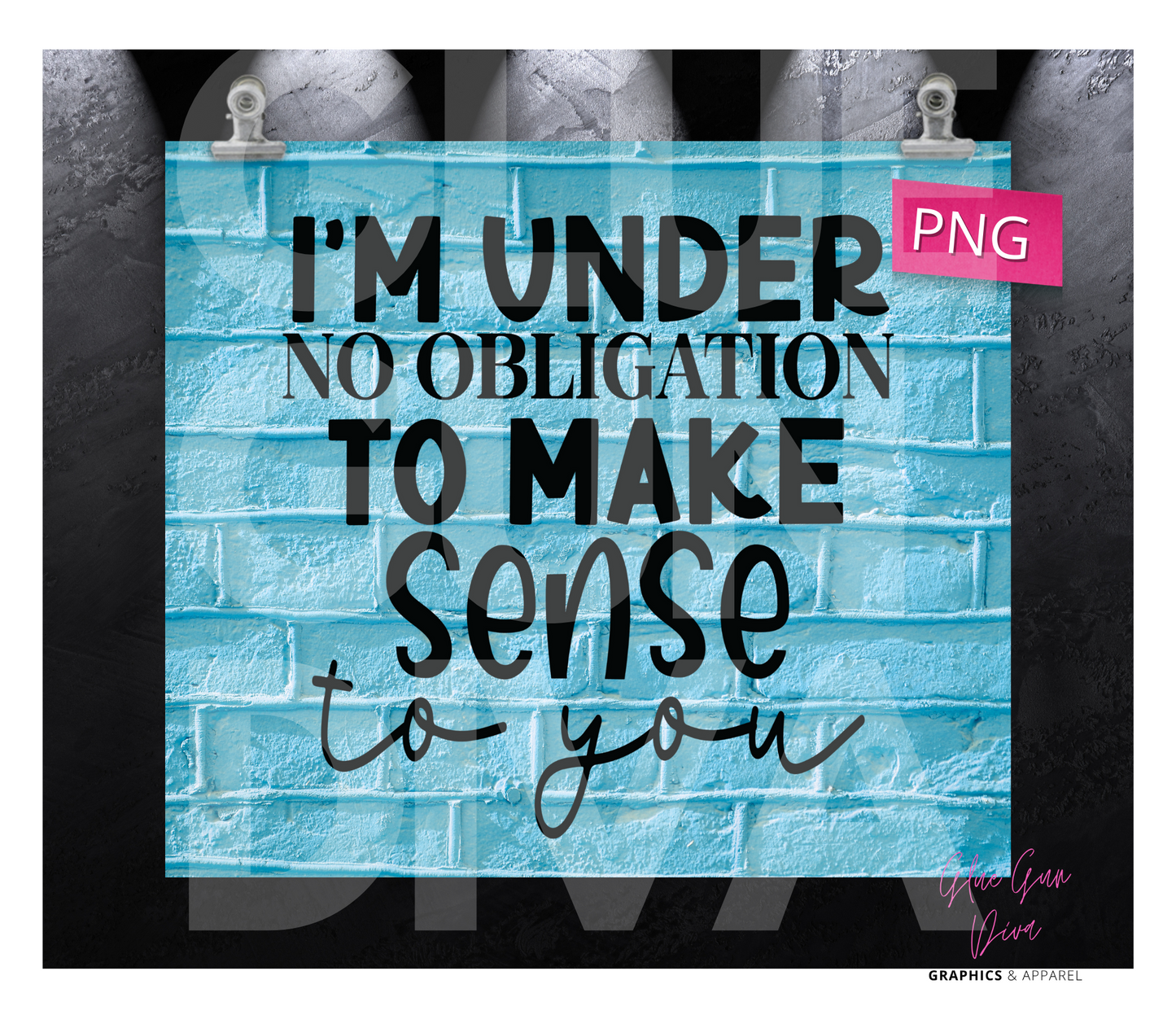 Under no Obligation - Digital tumbler wrap for 20 oz skinny straight tumbler