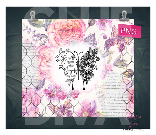 Butterfly Angels- Digital tumbler wrap for 20 oz skinny straight tumbler