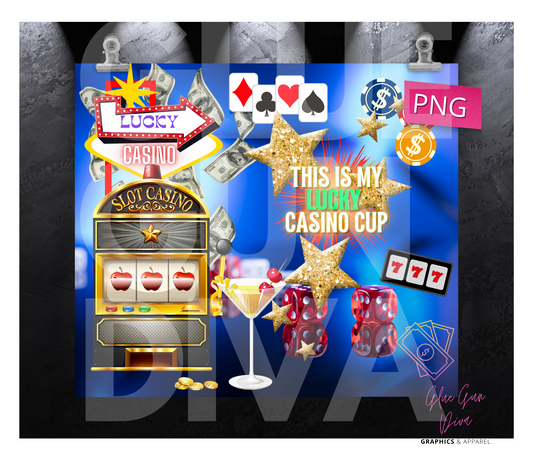 Lucky Casino Cup - Digital tumbler wrap for 20 oz skinny straight tumbler