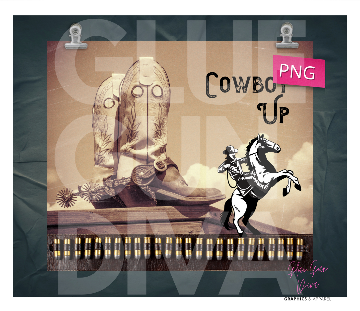 Cowboy Up - Digital tumbler wrap for 20 oz skinny straight tumbler