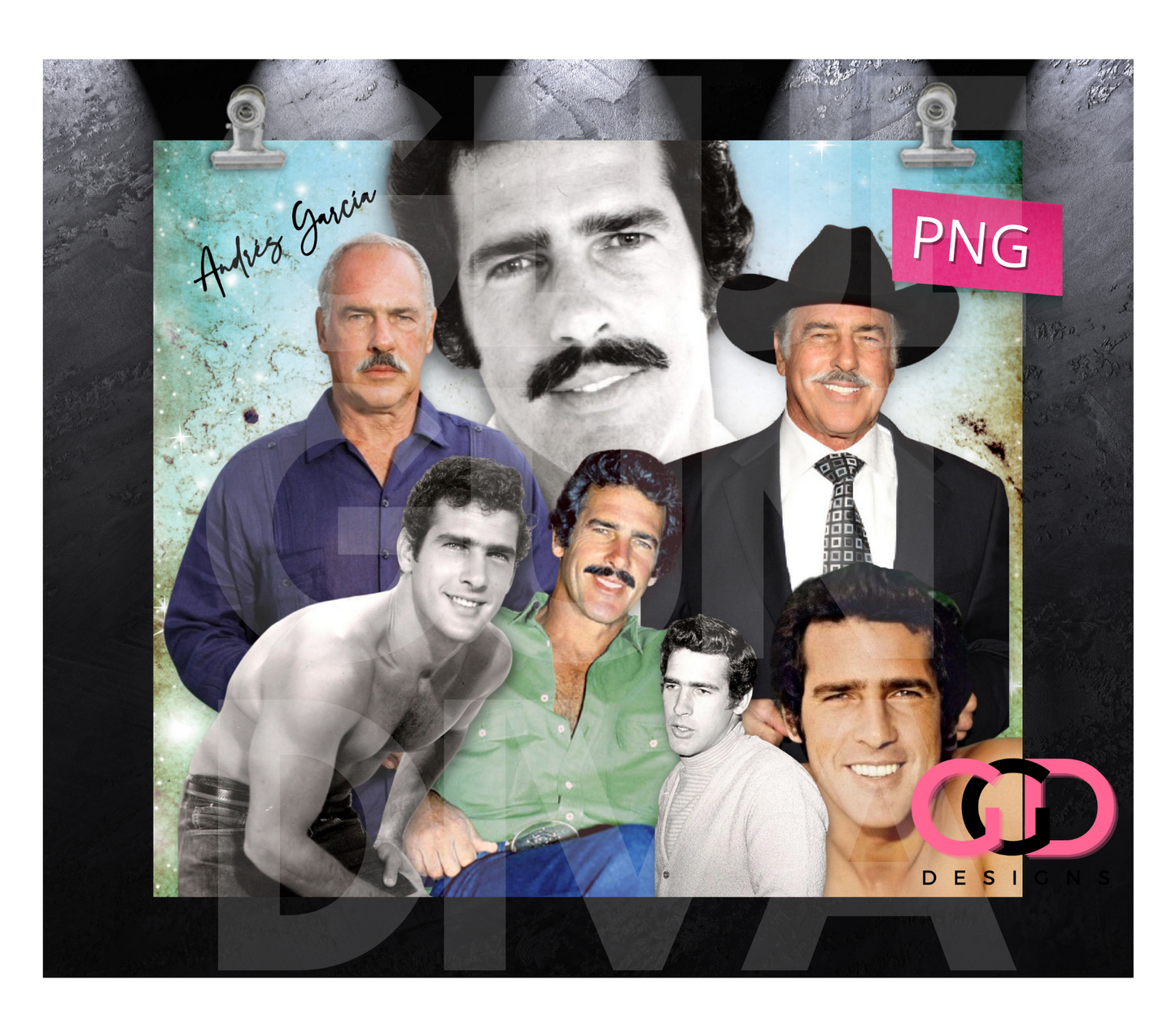 Andres Garcia Mexican Actor - Digital tumbler wrap for 20 oz skinny straight tumbler
