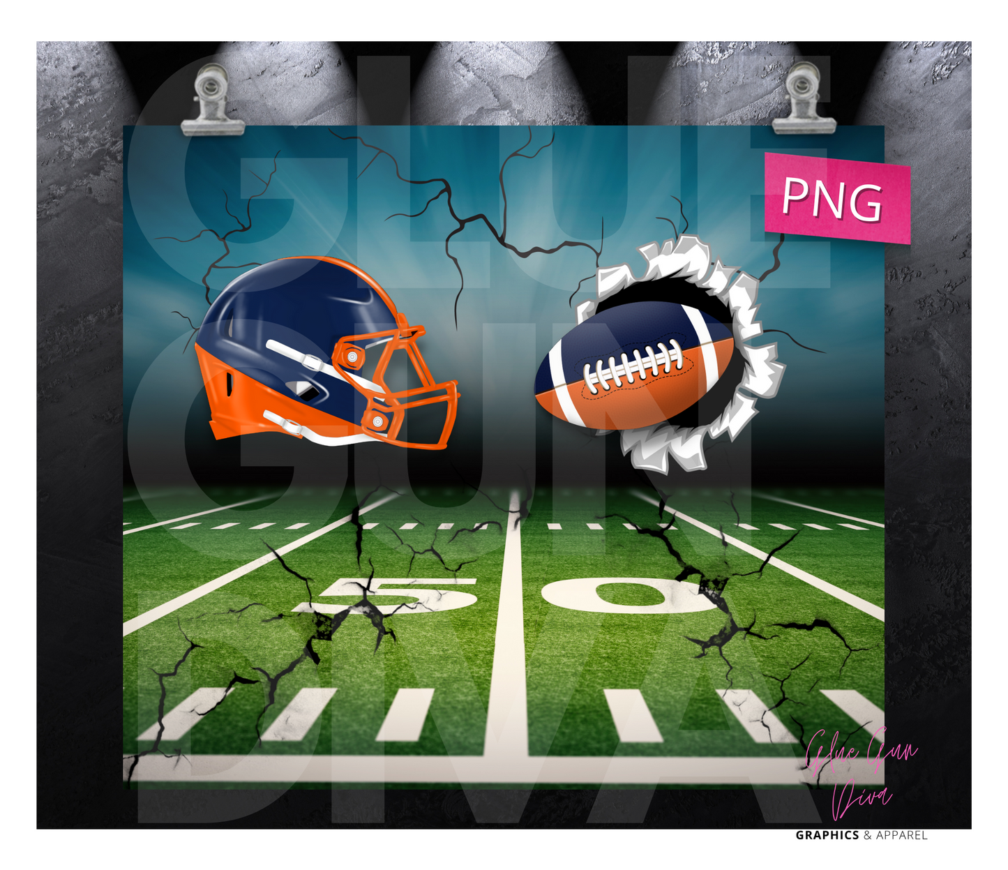 Football Fan Helmet and Football Denver Broncos - Digital tumbler wrap for 20 oz skinny straight tumbler