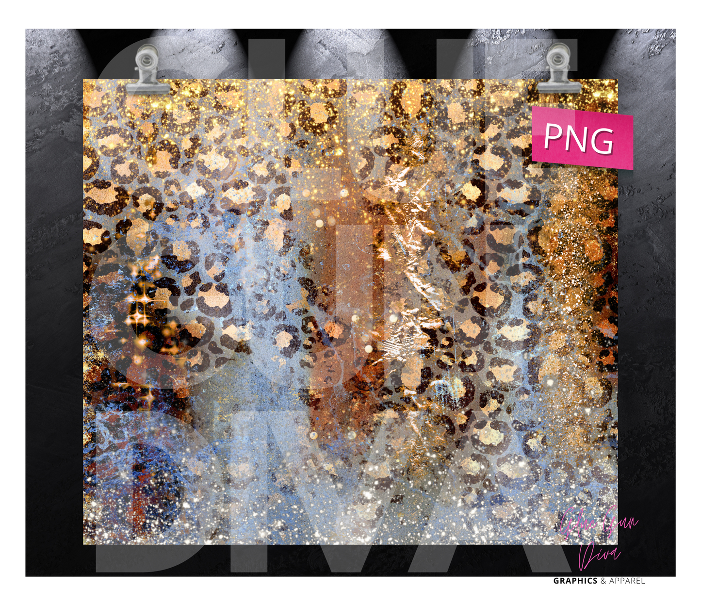 Leopard Print Gold Dream - Digital tumbler wrap for 20 oz skinny straight tumbler