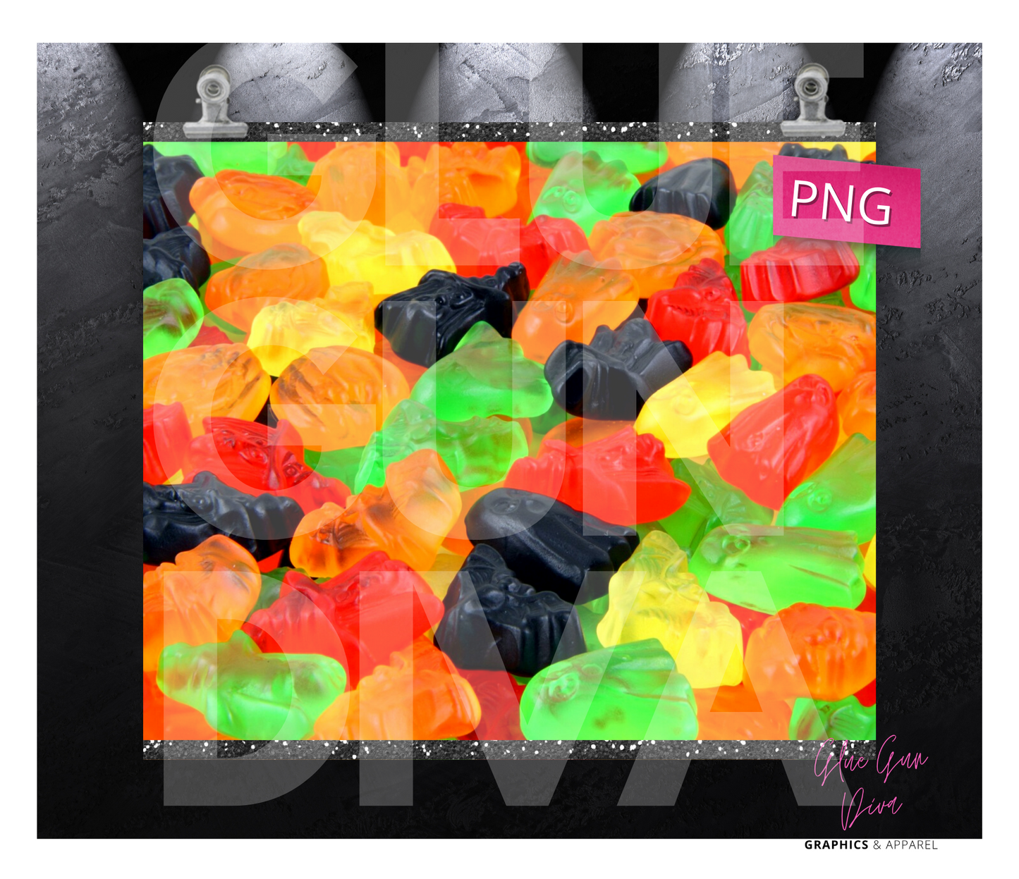 Halloween Gummy Bears - Digital tumbler wrap for 20 oz skinny straight tumbler