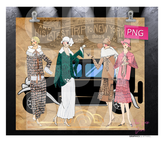 1920s Trip to NY- Digital tumbler wrap for 20 oz skinny straight tumbler