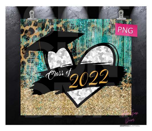 Heart Class of 22- Digital tumbler wrap for 20 oz skinny straight tumbler