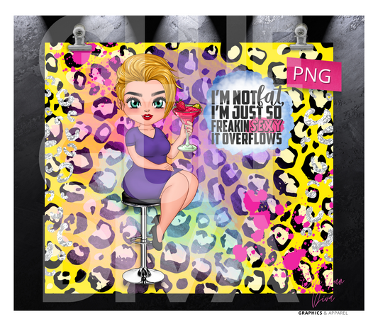 I'm Not Fat Skin Tone 1 - Digital tumbler wrap for 20 oz skinny straight tumbler