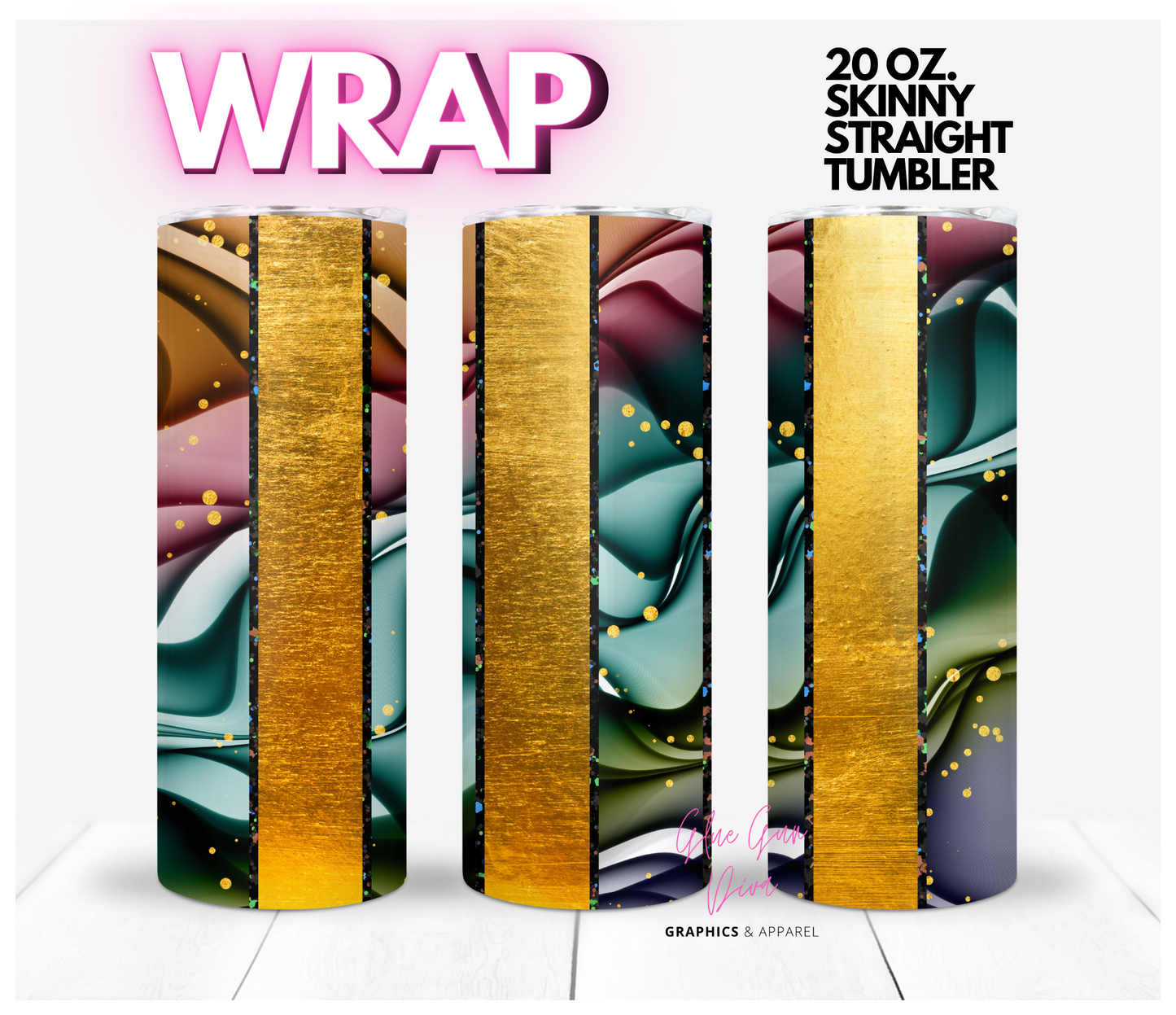 Gold Bars - Digital tumbler wrap for 20 oz skinny straight tumbler