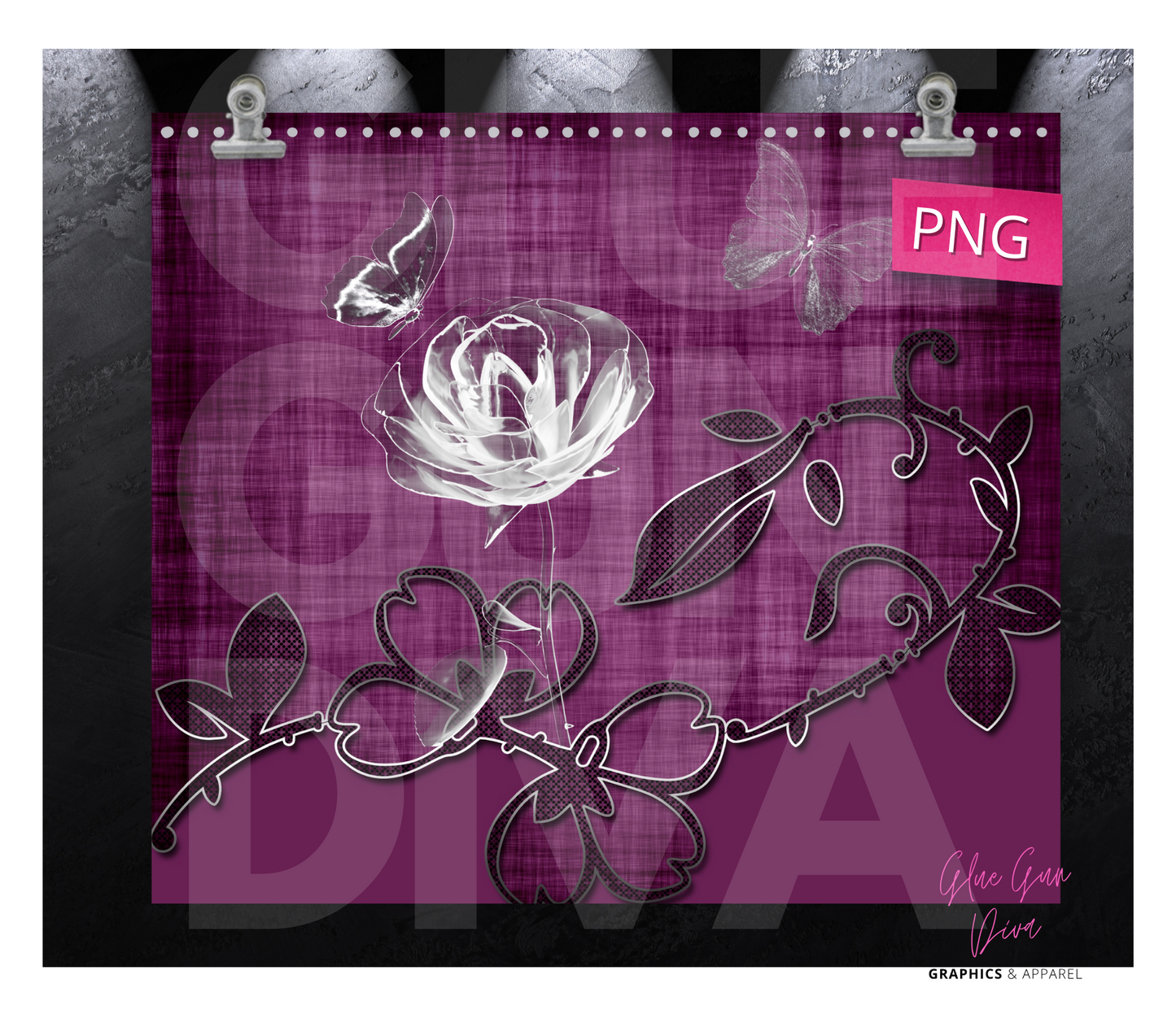 Crystal Rose Burgundy- Digital tumbler wrap for 20 oz skinny straight tumbler