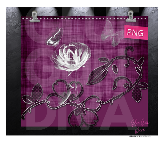 Crystal Rose Burgundy- Digital tumbler wrap for 20 oz skinny straight tumbler