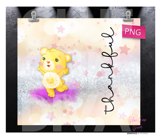 Beary Thankful- Digital tumbler wrap for 20 oz skinny straight tumbler