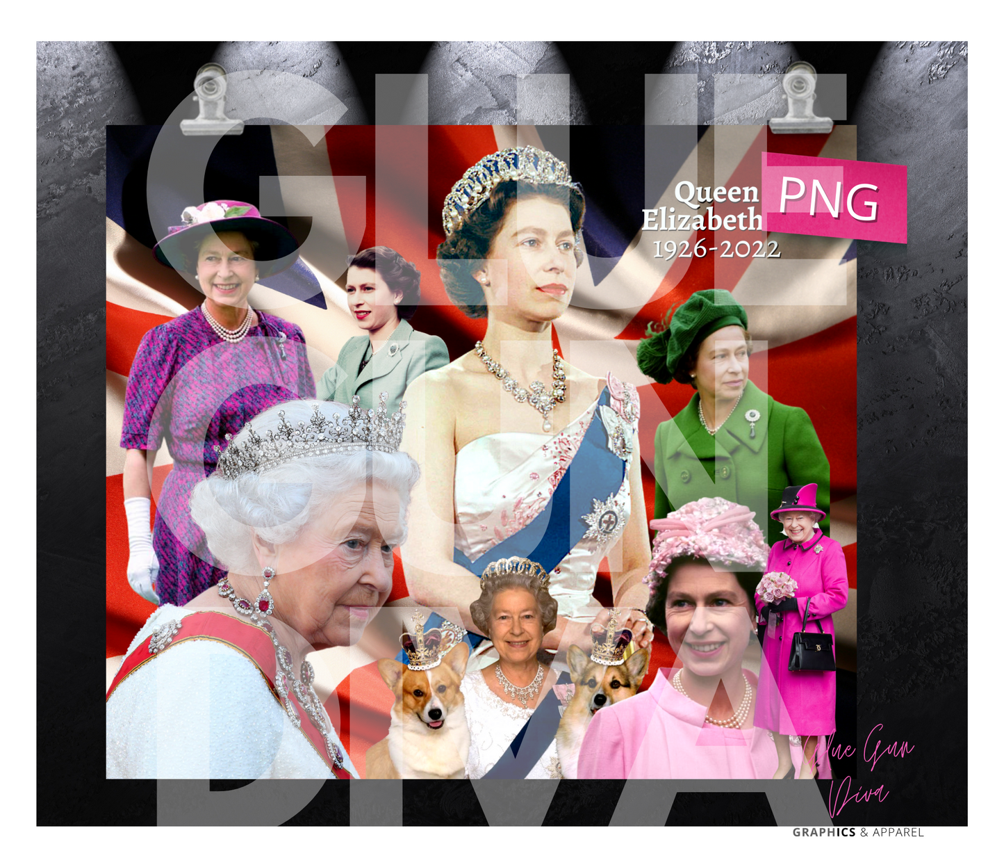 Queen Elizabeth Commemorative - Digital tumbler wrap for 20 oz skinny straight tumbler