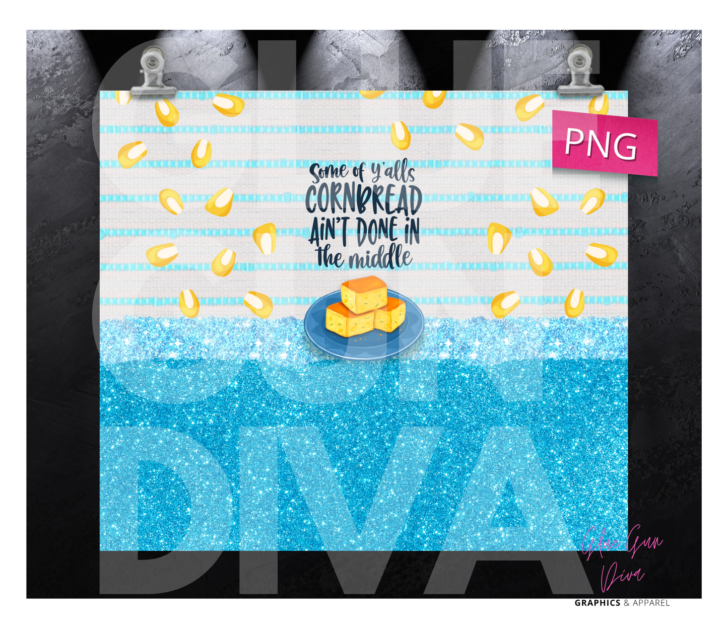 Cornbread- Digital tumbler wrap for 20 oz skinny straight tumbler
