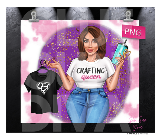 Craft Boss Queen 3 - Digital tumbler wrap for 20 oz skinny straight tumbler