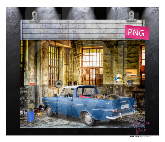 Vintage Garage -Digital tumbler wrap for 20 oz skinny straight tumbler