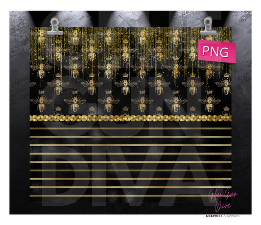 Golden Bees- Digital tumbler wrap for 20 oz skinny straight tumbler