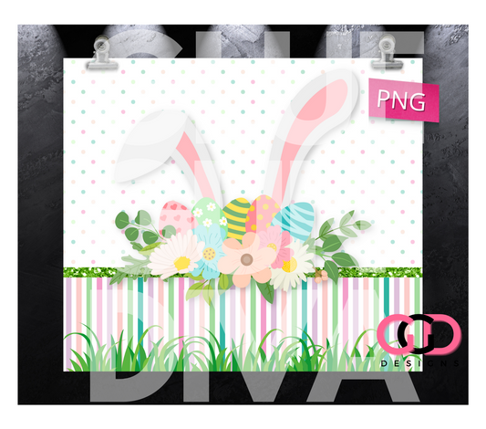 Easter Bunny Ears - Digital tumbler wrap for 20 oz skinny straight tumbler