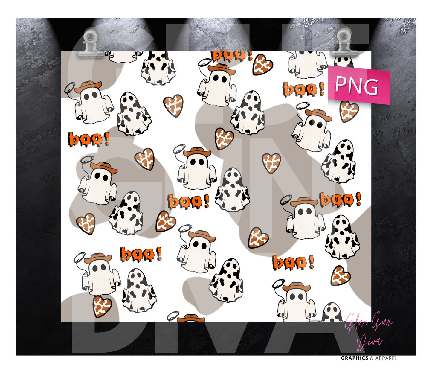 Boo Western Style- Digital tumbler wrap for 20 oz skinny straight tumbler