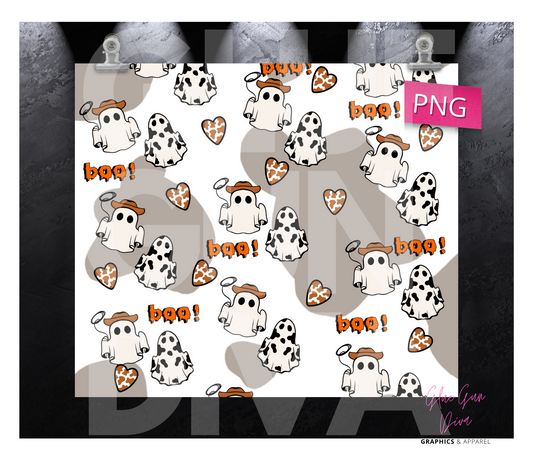 Boo Western Style- Digital tumbler wrap for 20 oz skinny straight tumbler