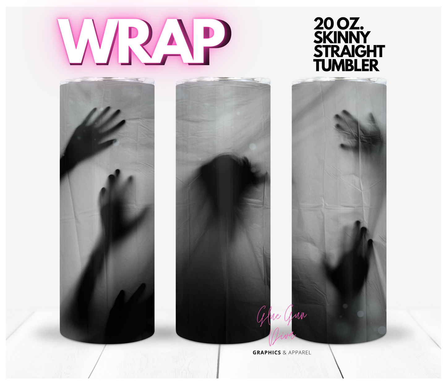 Behind the Shower Curtain - Digital tumbler wrap for 20 oz skinny straight tumbler