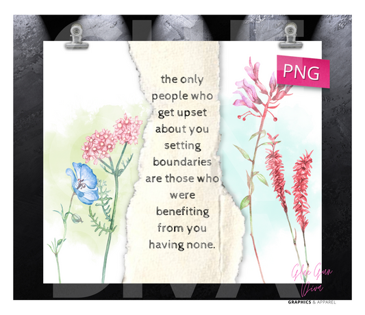 Setting Boundaries - Digital tumbler wrap for 20 oz skinny straight tumbler