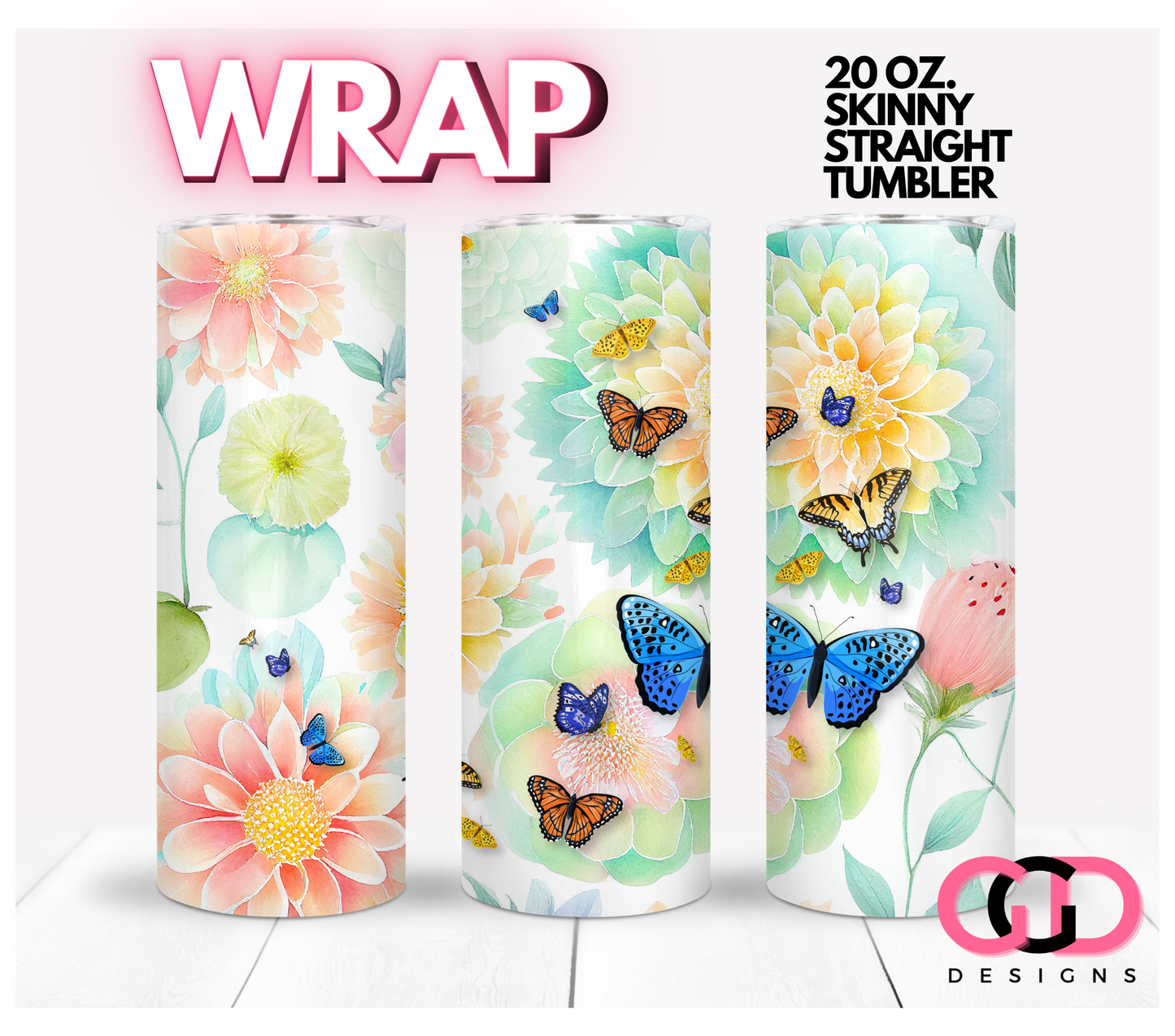 Spring Scene - Digital tumbler wrap for 20 oz skinny straight tumbler