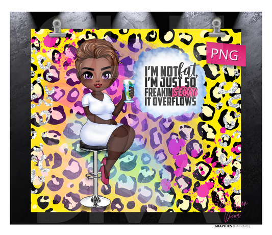 I'm Not Fat Skin Tone 3 - Digital tumbler wrap for 20 oz skinny straight tumbler