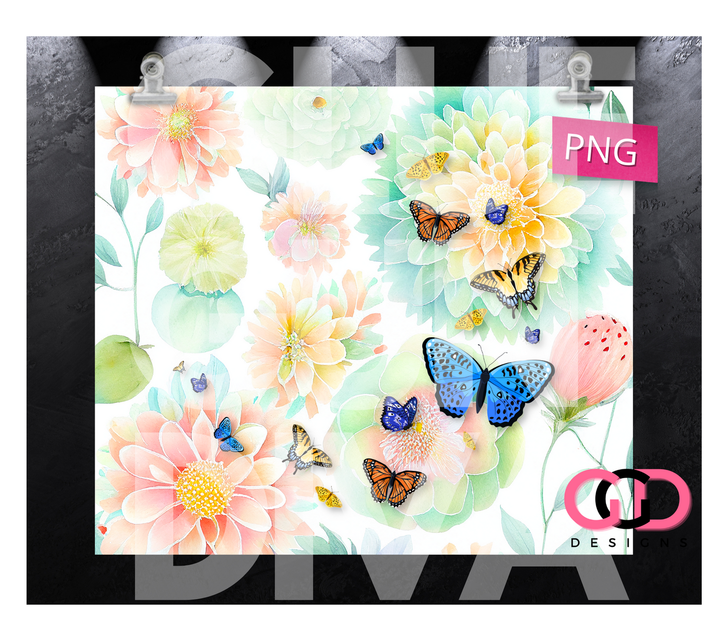Spring Scene - Digital tumbler wrap for 20 oz skinny straight tumbler