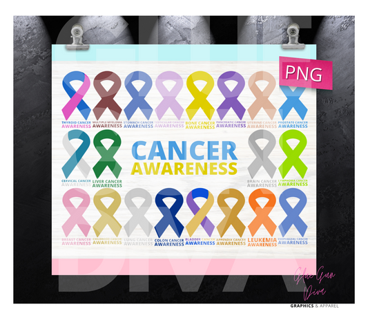 Cancer Awareness - Digital tumbler wrap for 20 oz skinny straight tumbler