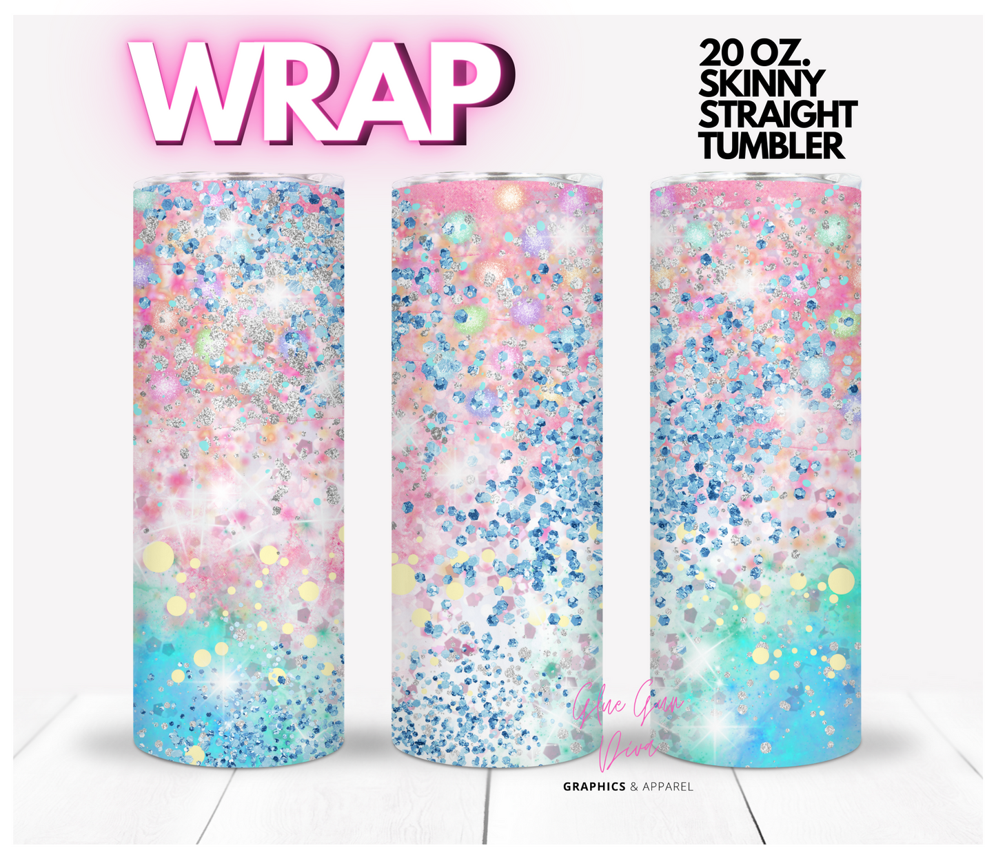 Sparkly Pastels - Digital tumbler wrap for 20 oz skinny straight tumbler
