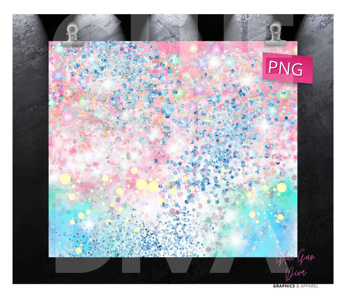 Sparkly Pastels - Digital tumbler wrap for 20 oz skinny straight tumbler
