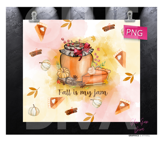 Fall is my Jam- Digital tumbler wrap for 20 oz skinny straight tumbler