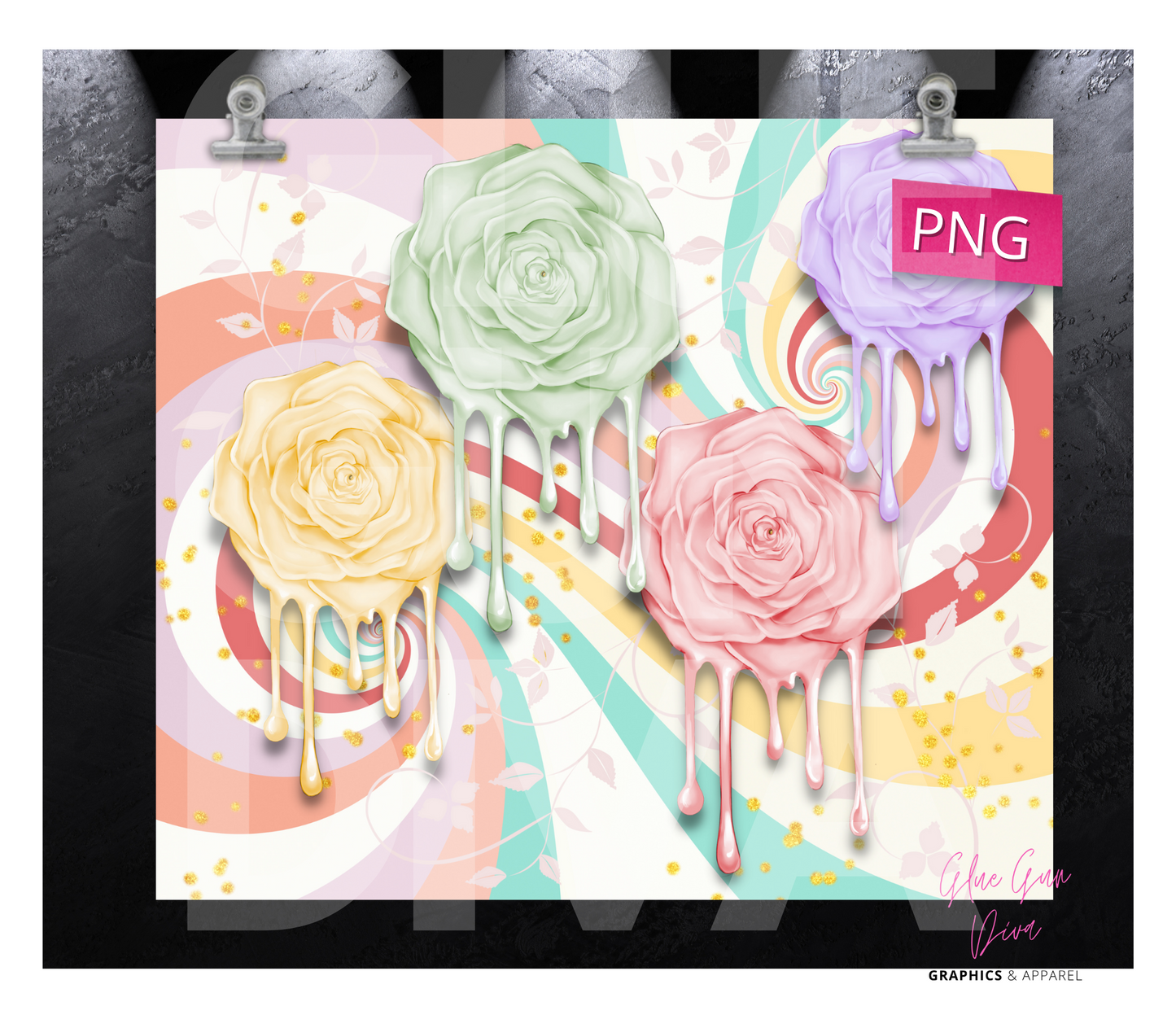 Rose Drip- Digital tumbler wrap for 20 oz skinny straight tumbler