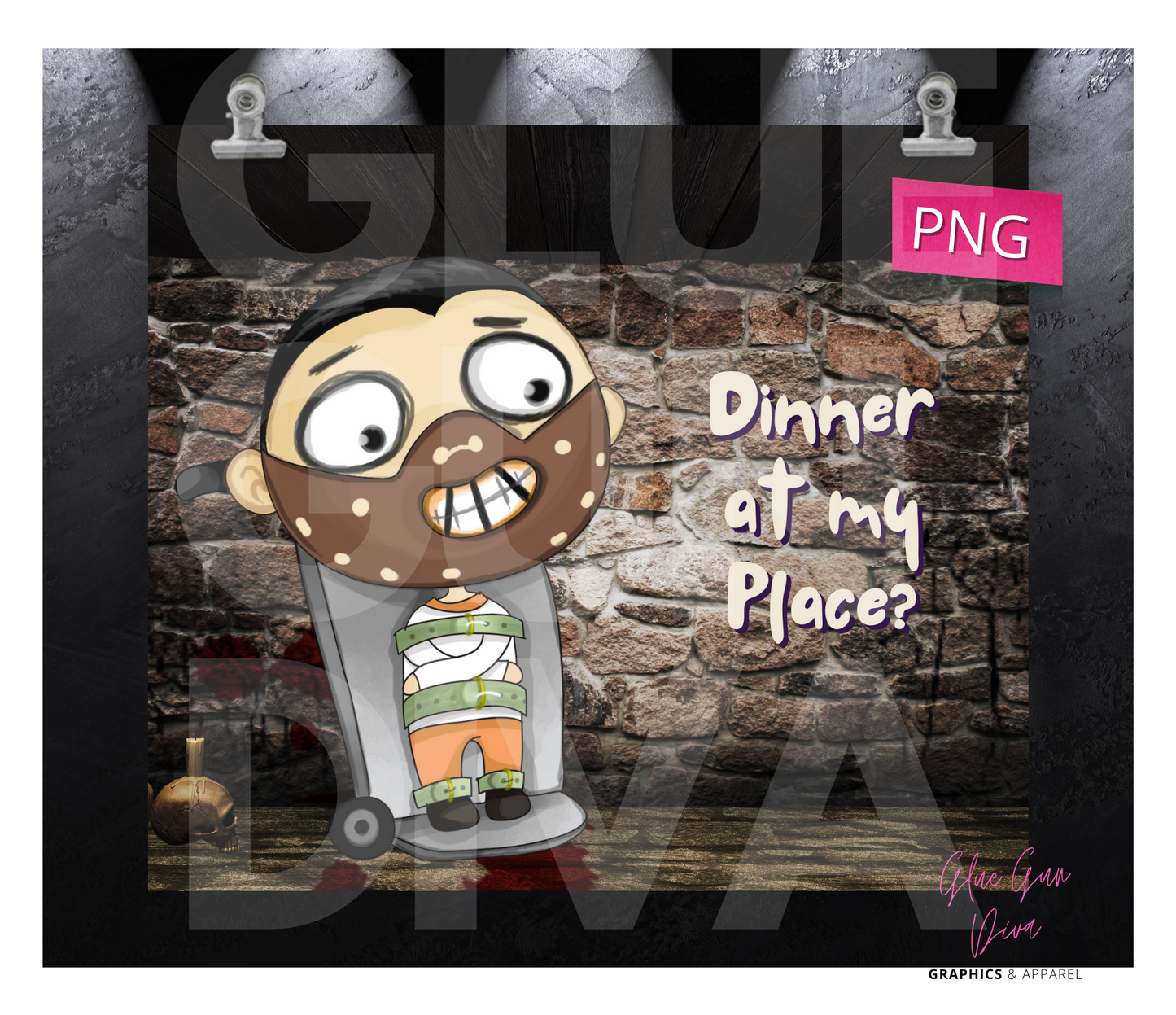 Dinner at my place - Digital tumbler wrap for 20 oz skinny straight tumbler