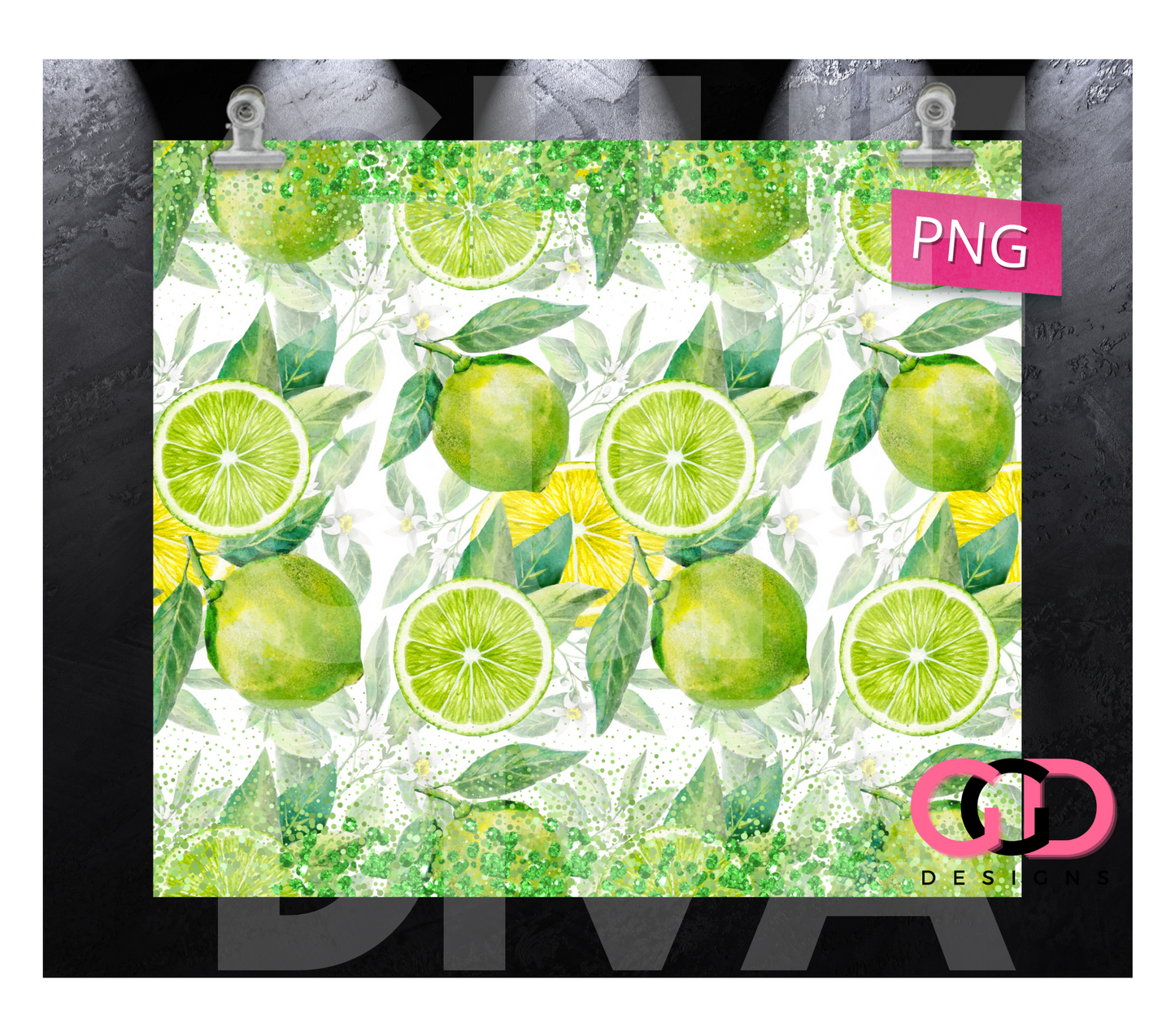 Limes and more limes- Digital tumbler wrap for 20 oz skinny straight tumbler