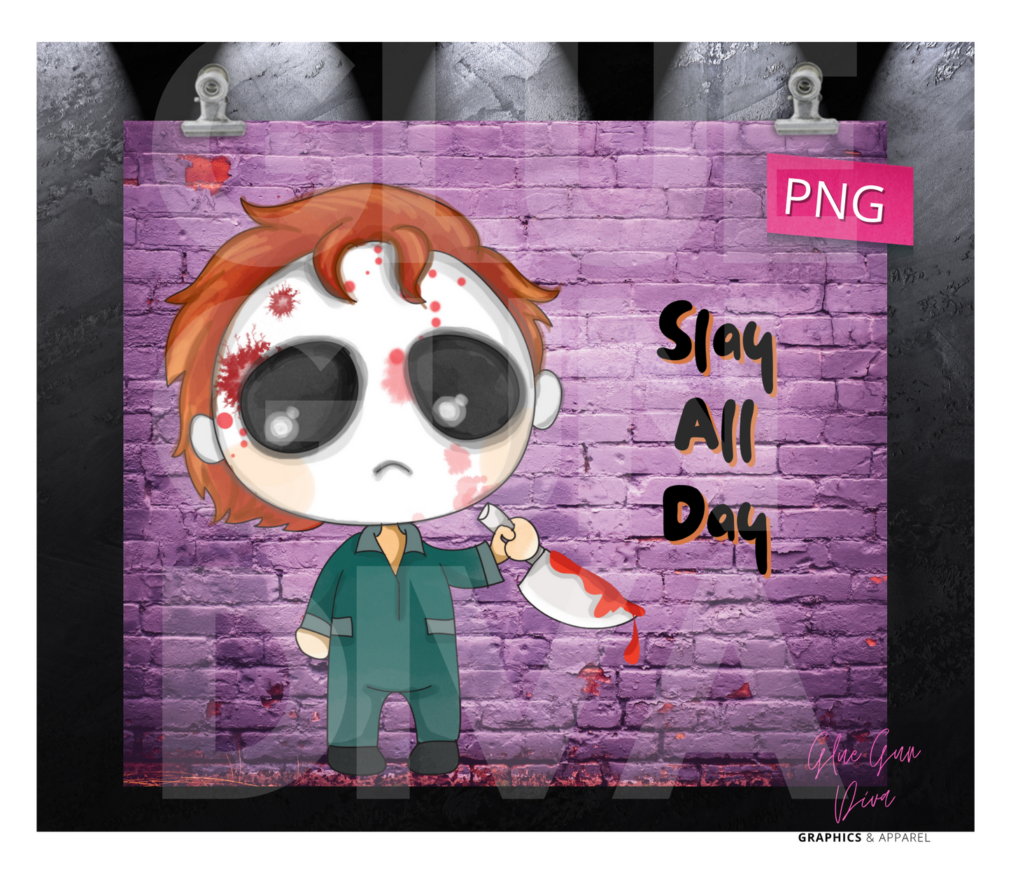 Slay all day - Digital tumbler wrap for 20 oz skinny straight tumbler