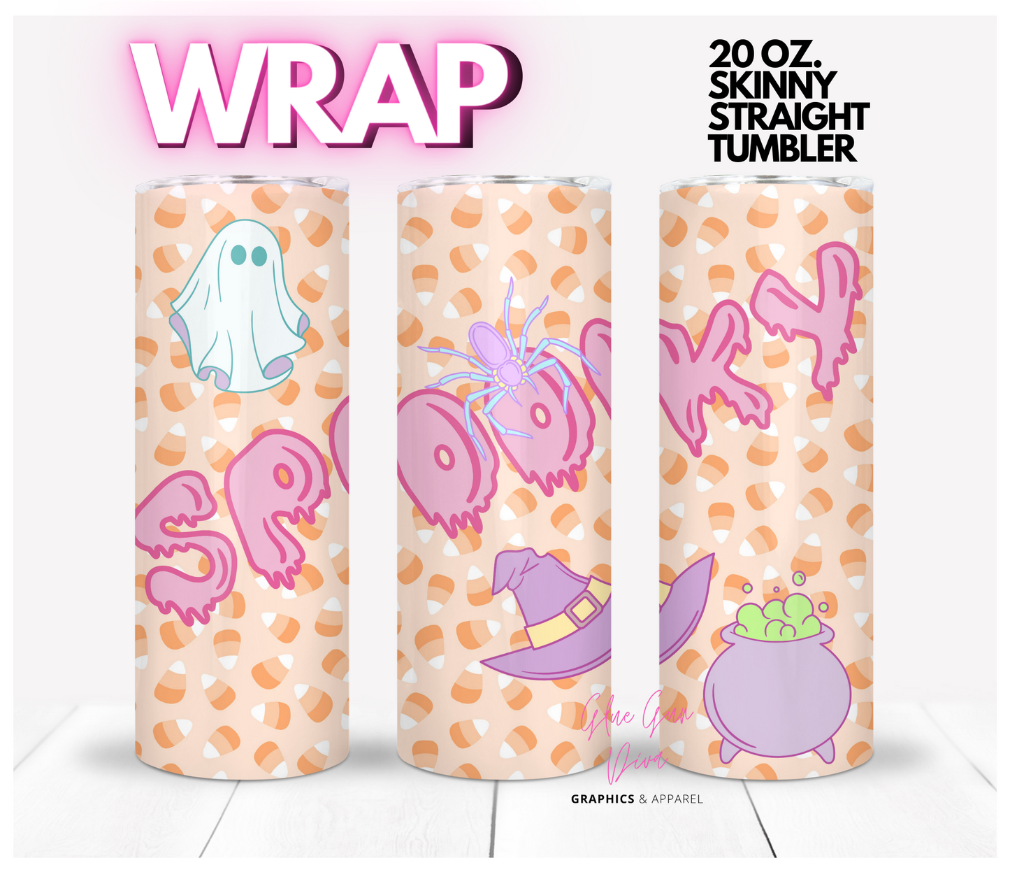 Spooky Pastels- Digital tumbler wrap for 20 oz skinny straight tumbler