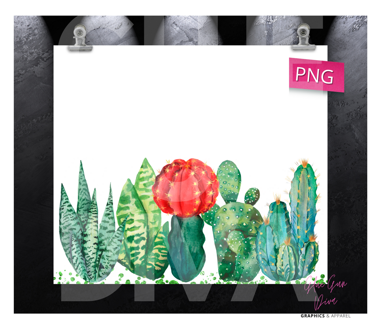 Succulents Bottom - Digital tumbler wrap for 20 oz skinny straight tumbler