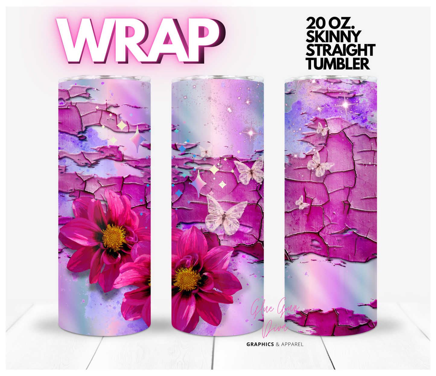 Holographic Pink - Digital tumbler wrap for 20 oz skinny straight tumbler