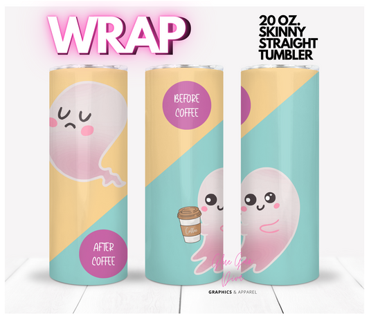 Coffee Ghosts - Digital tumbler wrap for 20 oz skinny straight tumbler