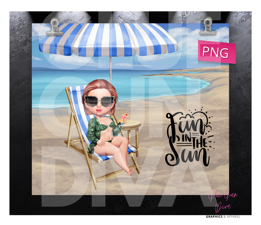 Fun in the Sun 3 - Digital tumbler wrap for 20 oz skinny straight tumbler