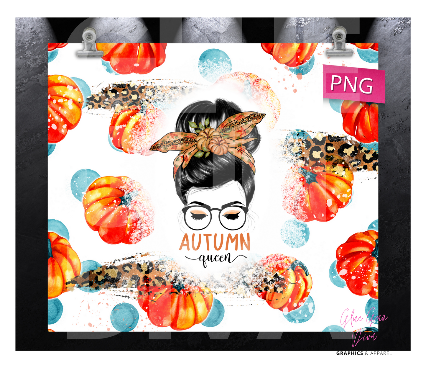 Autumn Queen - Digital tumbler wrap for 20 oz skinny straight tumbler