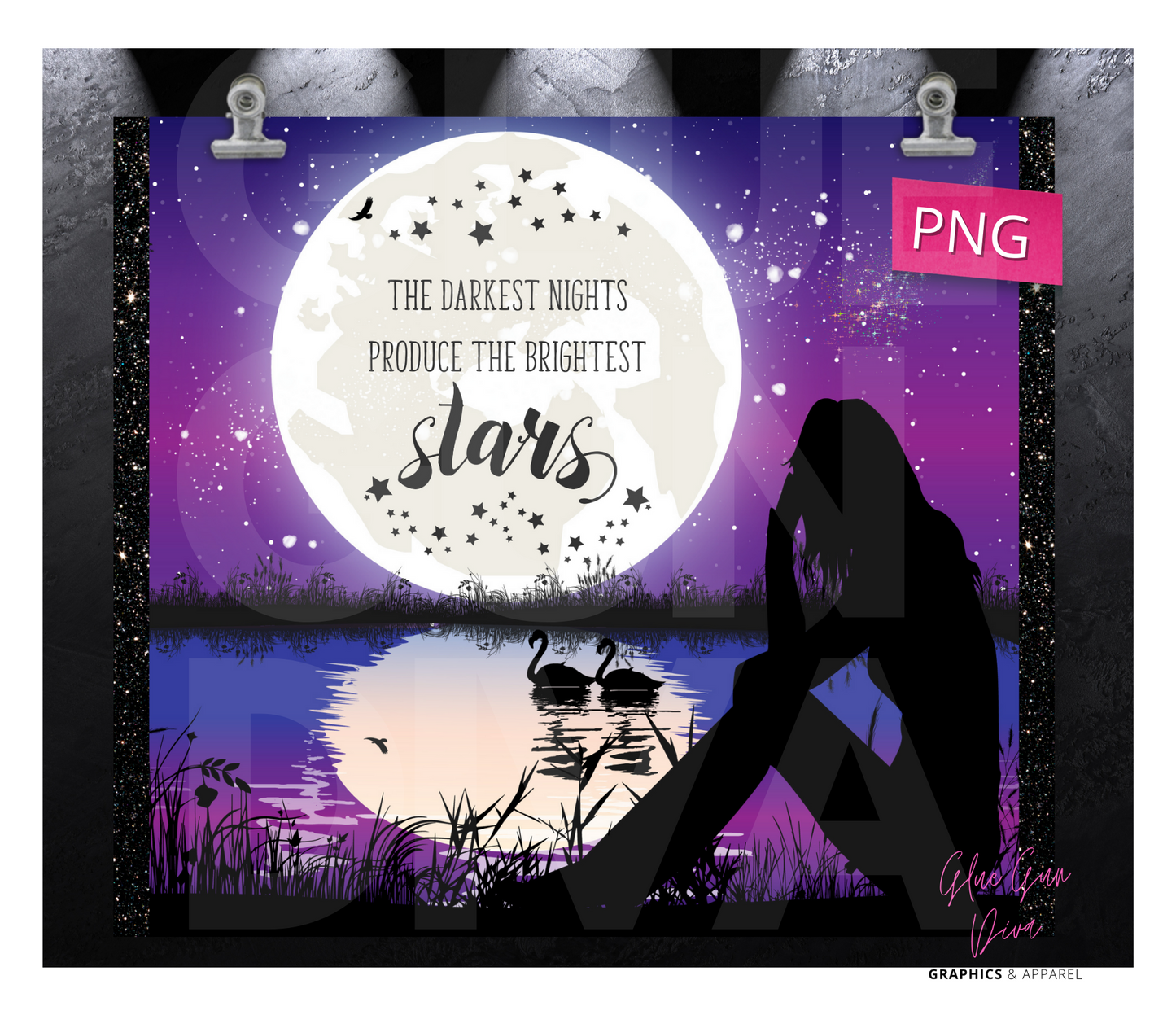 The Darkest Nights - Digital tumbler wrap for 20 oz skinny straight tumbler